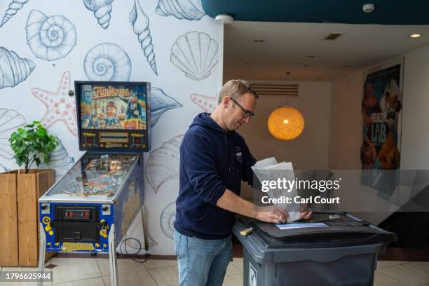 Man votes in the Dutch general election on November 22, 2023 in Scheveningen, Netherlands. A snap general election will be held in the Netherlands...