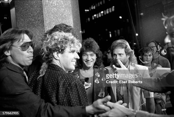 Van Halen at the MTV Video Music Awards at Radio City Music Hall in New York City on September 13, 1985. L-R Alex Van Halen, Sammy Hagar, Eddie Van...