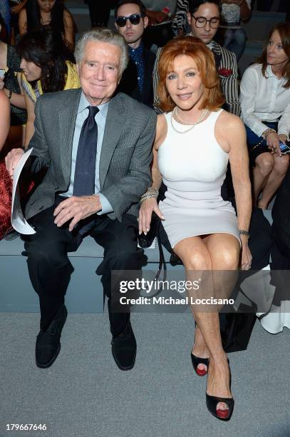 Regis Philbin and Joy Philbin attend the Carmen Marc Valvo Spring 2014 fashion show during Mercedes-Benz Fashion Week at The Stage at Lincoln Center...
