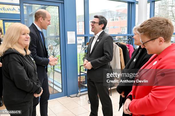 Prince William, Prince of Wales and Mayor of Greater Manchester, Andy Burnham visit the Hideaway Youth Project, lead partner of the Manchester Peace...