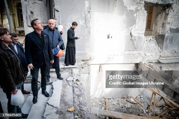 Secretary of State for Foreign, Commonwealth and Development Affairs David Cameron and Mayor of Odesa Hennadii Trukhanov stand in Transfiguration...