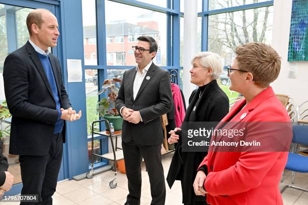 Prince William, Prince of Wales, Mayor of Greater Manchester, Andy Burnham, Deputy Mayor, Kate Green and Leader of Manchester City Council, Bev Craig...