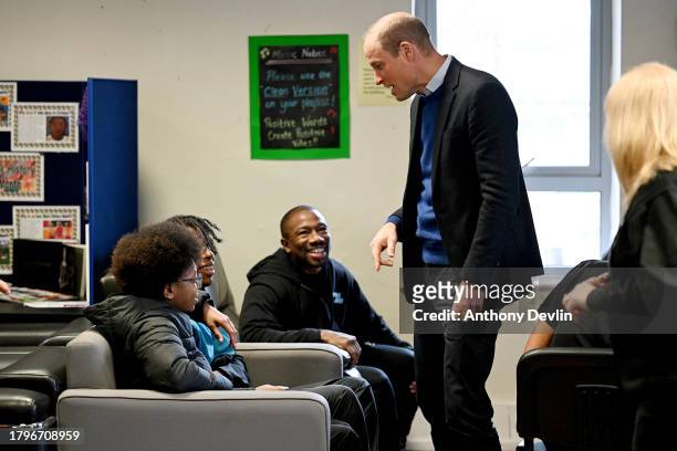 Prince William, Prince of Wales visits the Hideaway Youth Project, lead partner of the Manchester Peace Together Alliance during his visit to Moss...