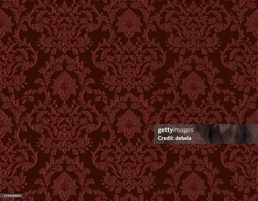 Dark Red Victorian Damask Luxury Decorative Fabric Pattern High-Res ...