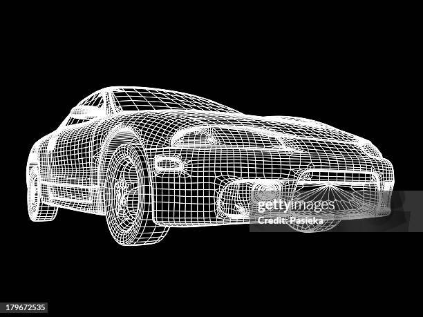 stockillustraties, clipart, cartoons en iconen met car, wireframe - car wireframe