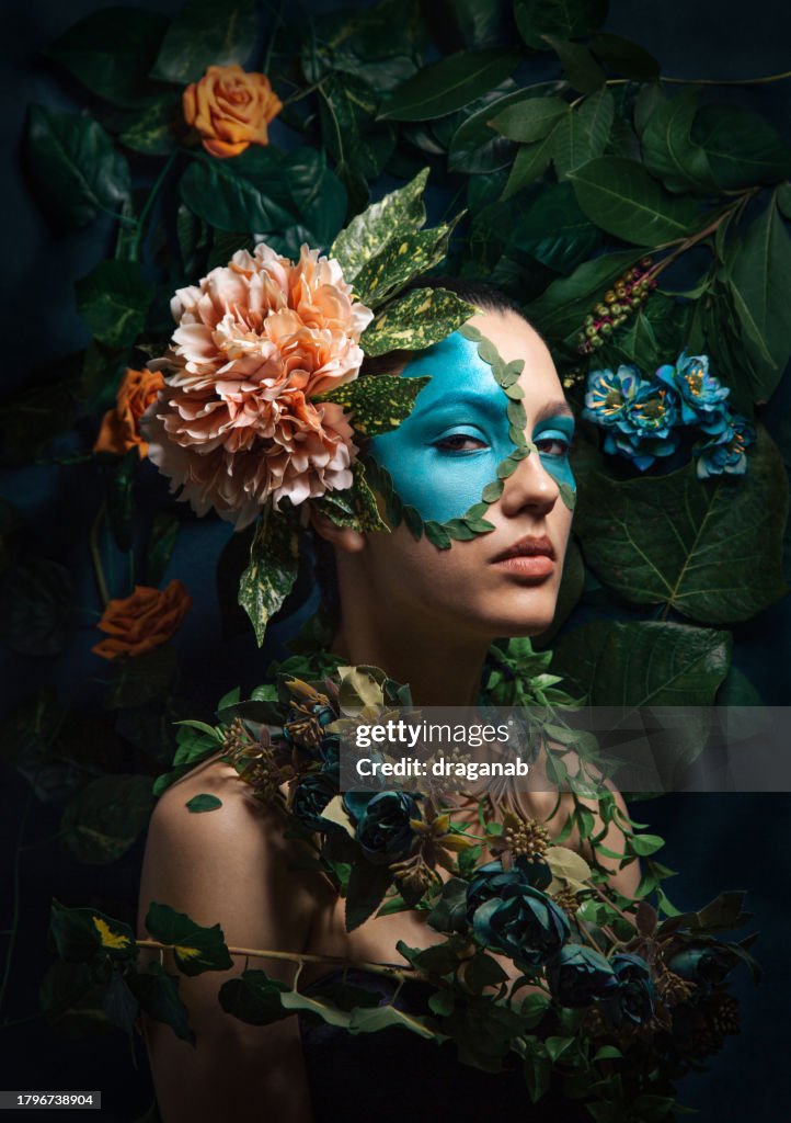 Woman floral portrait