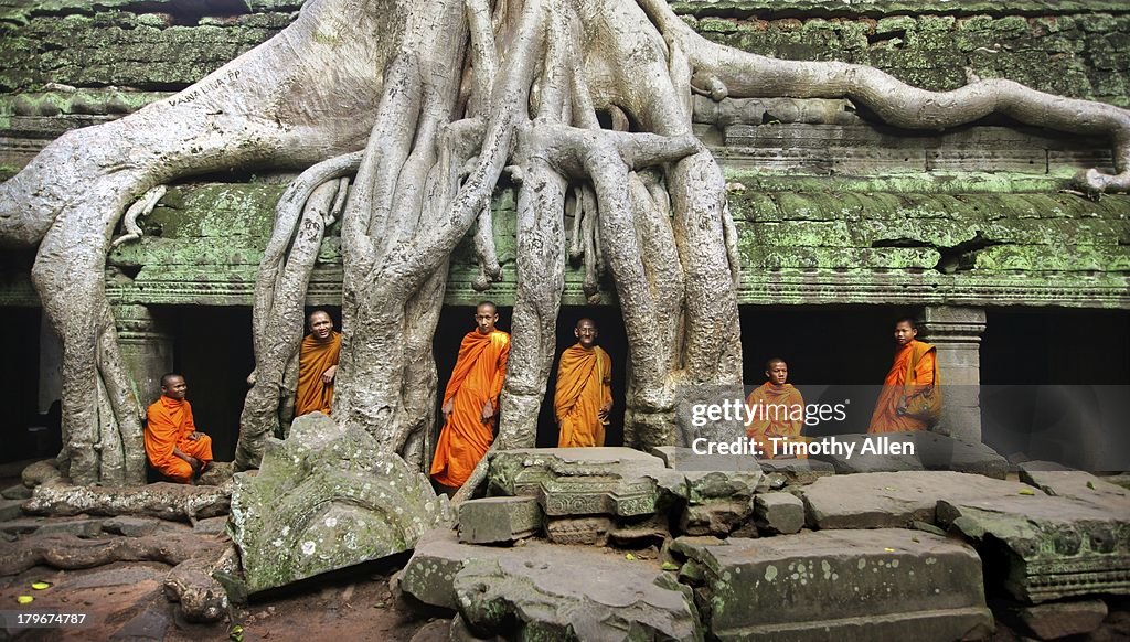 Buddhist monks at Angkor Wat temple complex