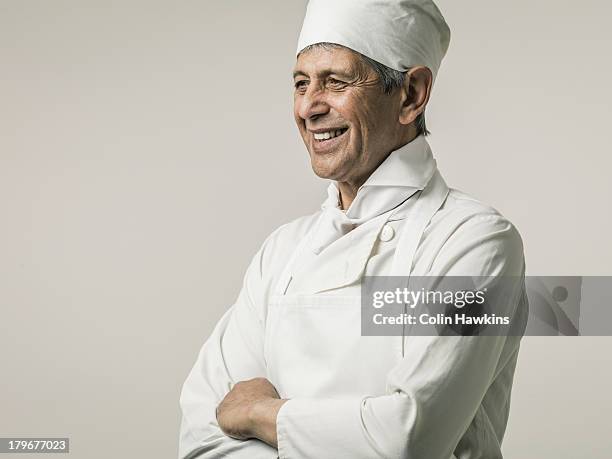 senior male chef - chef portrait stock pictures, royalty-free photos & images