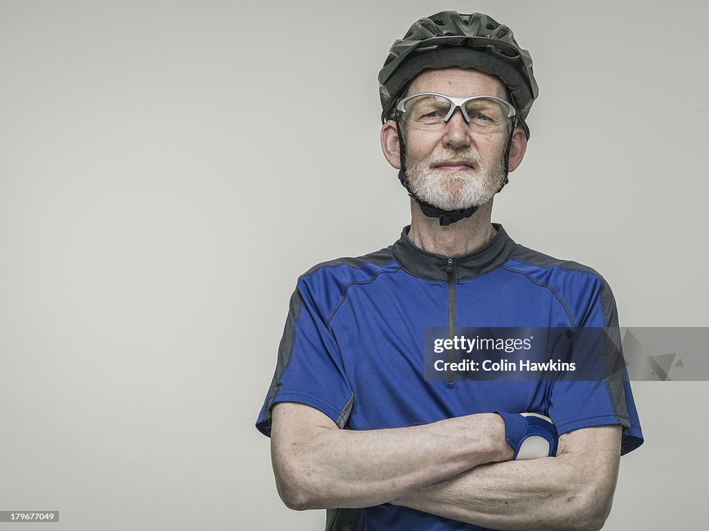 Elderly male cyclist