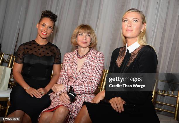 Alicia Keys, Anna Wintour and Maria Sharapova attend the Jason Wu show during Spring 2014 Mercedes-Benz Fashion Week>> at 82 Mercer on September 6,...