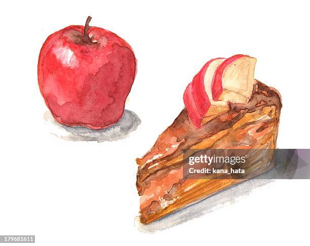 apple cake - cake illustration stock-grafiken, -clipart, -cartoons und -symbole