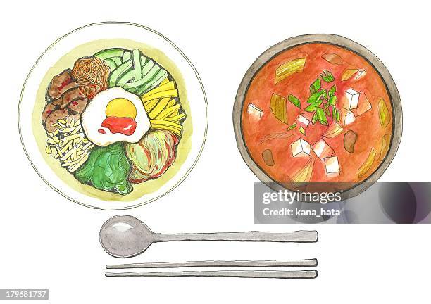 ilustraciones, imágenes clip art, dibujos animados e iconos de stock de korean food - chopsticks