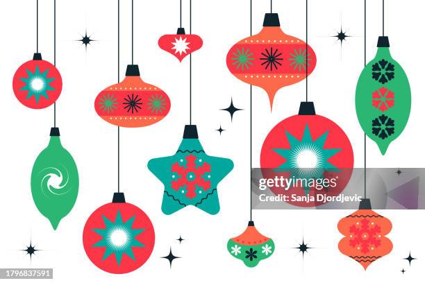 ilustraciones, imágenes clip art, dibujos animados e iconos de stock de adornos de navidad aislados en fondo blanco - adorno de navidad