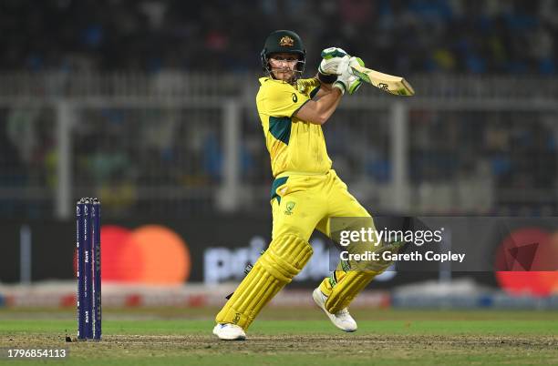 Josh Inglis of Australia hits a four during the ICC Men's Cricket World Cup India 2023 Semi Final match between South Africa and Australia at Eden...