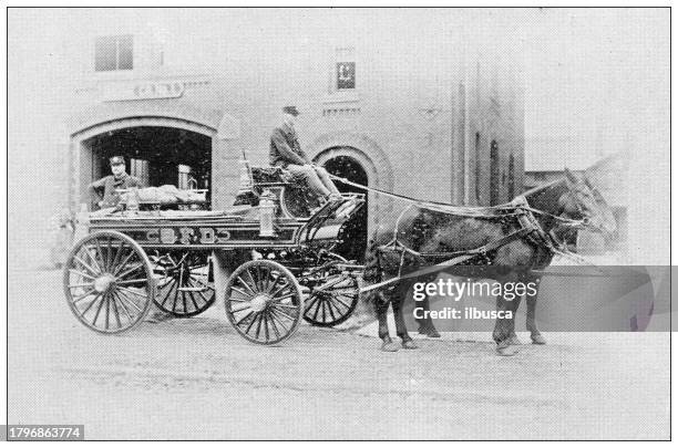antique image of hampden county, massachusetts: springfield, bond street engine house - bond street london stock illustrations