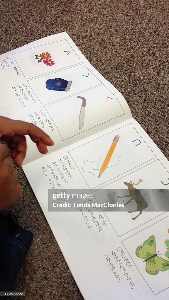 Inuit Learning An Inuktitut-language text book in an elementary class at Rankin ...