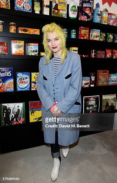 Pam Hogg attends the launch of 'Black Market Clash', an exhibition of personal memorabilia and items curated by original members of The Clash, at 75...