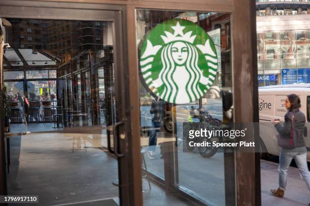 Starbucks store stands nearly empty in New York's East Village as Starbucks Workers United have announced that they are waging the company's largest...