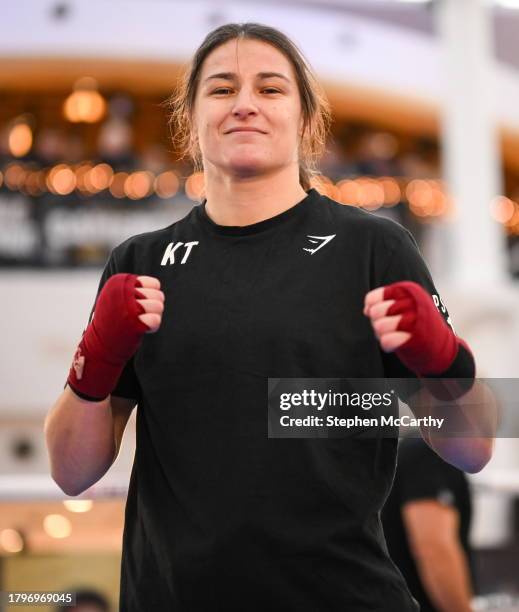 Dublin , Ireland - 22 November 2023; Katie Taylor during public workouts, held at Liffey Valley Shopping Centre in Clondalkin, Dublin, ahead of her...