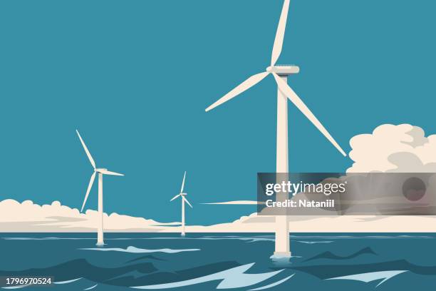 stockillustraties, clipart, cartoons en iconen met wind generator - windmolens