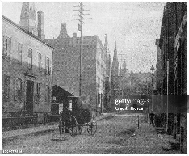 antique image of hampden county, massachusetts: springfield, stockbridge street - stockbridge massachusetts main street stock illustrations