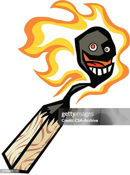 smoldering matchstick - match flame stock illustrations