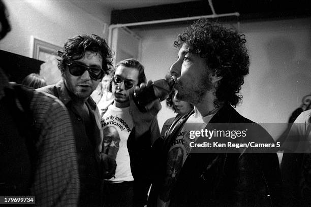 Musician Bob Dylan is photographed at a party during the Rolling Thunder Revue on October 1975 in New York City. CREDIT MUST READ: Ken Regan/Camera 5...