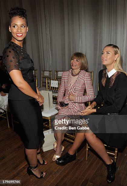 Singer Alicia Keys, Vogue editor-in-chief Anna Wintour, and tennis player Maria Sharapova attend the Jason Wu fashion show during Mercedes-Benz...