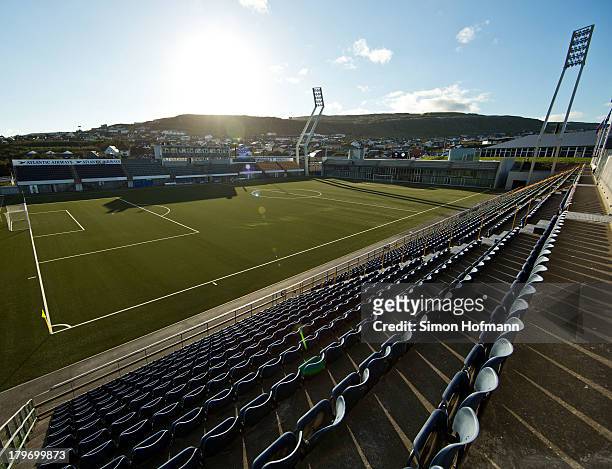 General view of Torsvollur Stadium prior to the UEFA Under21 Euro 2015 Qualifier match between Faroe Islands and Germany at Torsvollur Stadium on...