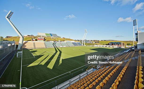 General view of Torsvollur prior to the UEFA Under21 Euro 2015 Qualifier match between Faroe Islands and Germany at Torsvollur Stadium on September...