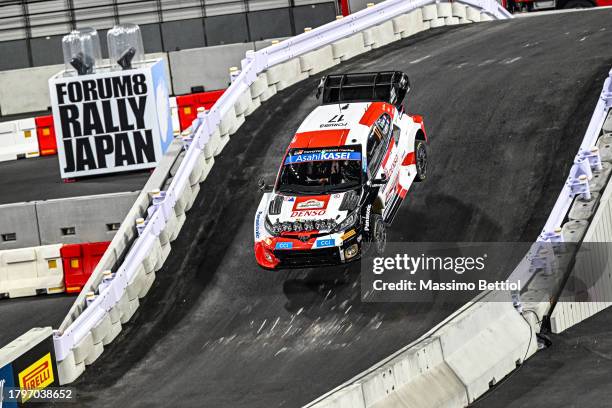 Sebastien Ogier of France and Vincent Landais of France compete in their Toyota Gazoo Racing WRT Toyota GR Yaris Rally1 Hybrid during Day1 of the FIA...