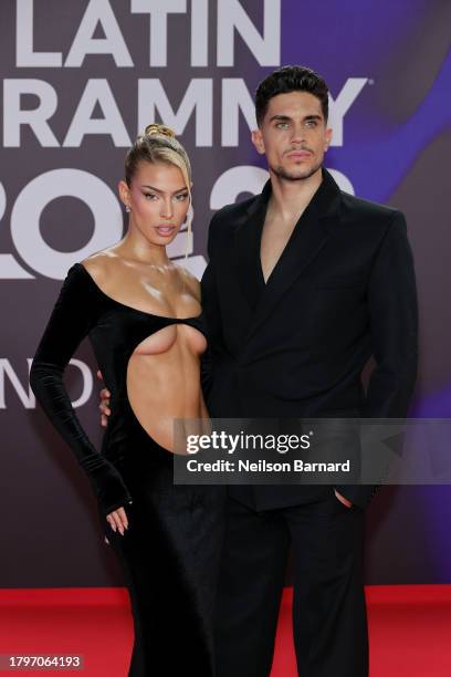 Jessica Goicoechea and Marc Bartra attend The 24th Annual Latin Grammy Awards on November 16, 2023 in Seville, Spain.