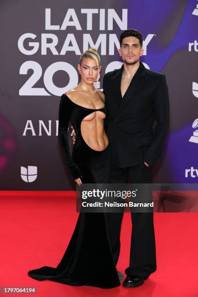 Jessica Goicoechea and Marc Bartra attend The 24th Annual Latin Grammy Awards on November 16, 2023 in Seville, Spain.