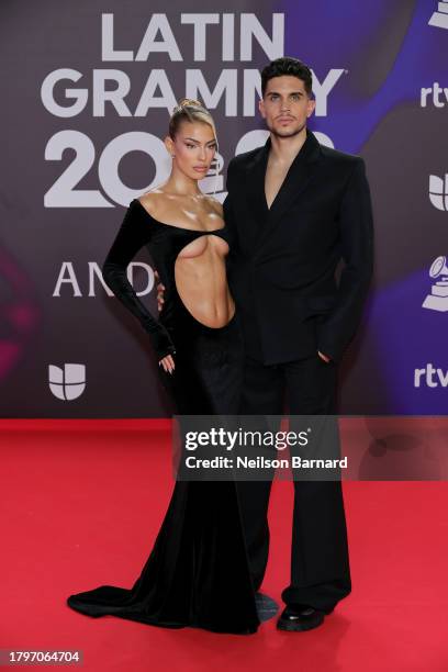 Jessica Goicoechea and Marc Bartra attend The 24th Annual Latin Grammy Awards on November 16, 2023 in Seville, Spain.