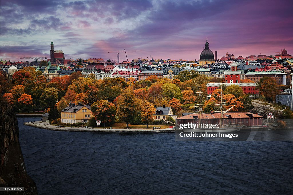 High angle view of city