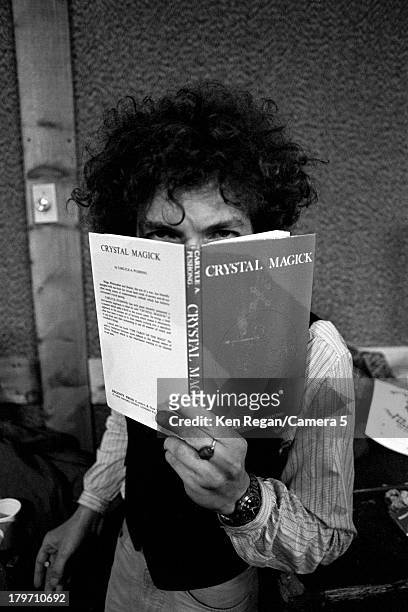 Musician Bob Dylan is photographed backstage during the Rolling Thunder Revue in 1975. CREDIT MUST READ: Ken Regan/Camera 5 via Contour by Getty...