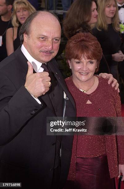 Dennis Franz and Joanie Zeck during 2001 Screen Actors Guild Awards at Shrine Auditorium in Los Angeles, California, United States.