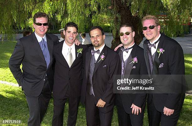 Chris McDonald, David Tuchman and his best men during David Tuchman and Melissa Caulfield Wedding, 2001.