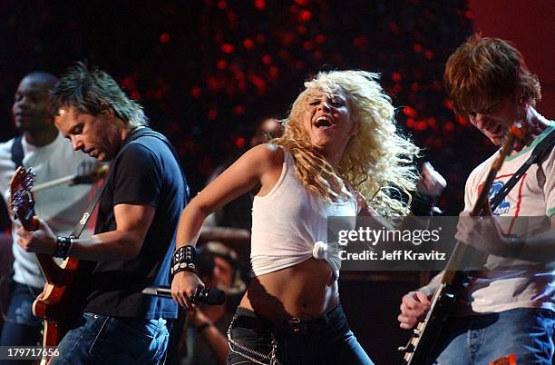 Shakira during 2002 MTV Video Music Awards Rehearsals--Day 2 at Radio City Music Hall in New York City, New York, United States.