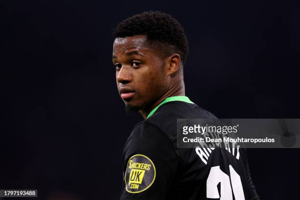 Ansu Fati of Brighton & Hove Albion looks on during the UEFA Europa League 2023/24 match between AFC Ajax and Brighton & Hove Albion at Johan Cruijff...