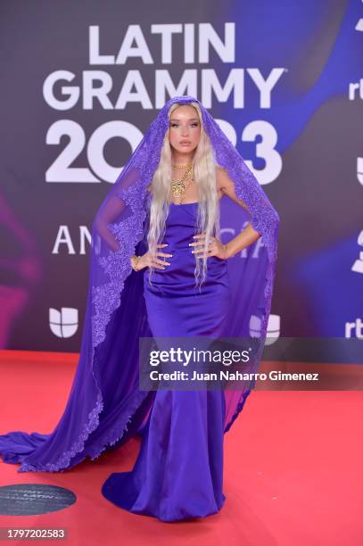 Lola Índigo attends the 24th Annual Latin GRAMMY Awards at FIBES Conference and Exhibition Centre on November 16, 2023 in Seville, Spain.