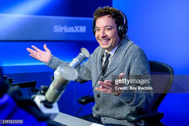 Jimmy Fallon visits The Morning Mash Up at SiriusXM Studios on November 16, 2023 in New York City.