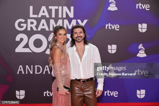 Karen Martínez and Juanes attend The 24th Annual Latin Grammy Awards on November 16, 2023 in Seville, Spain.