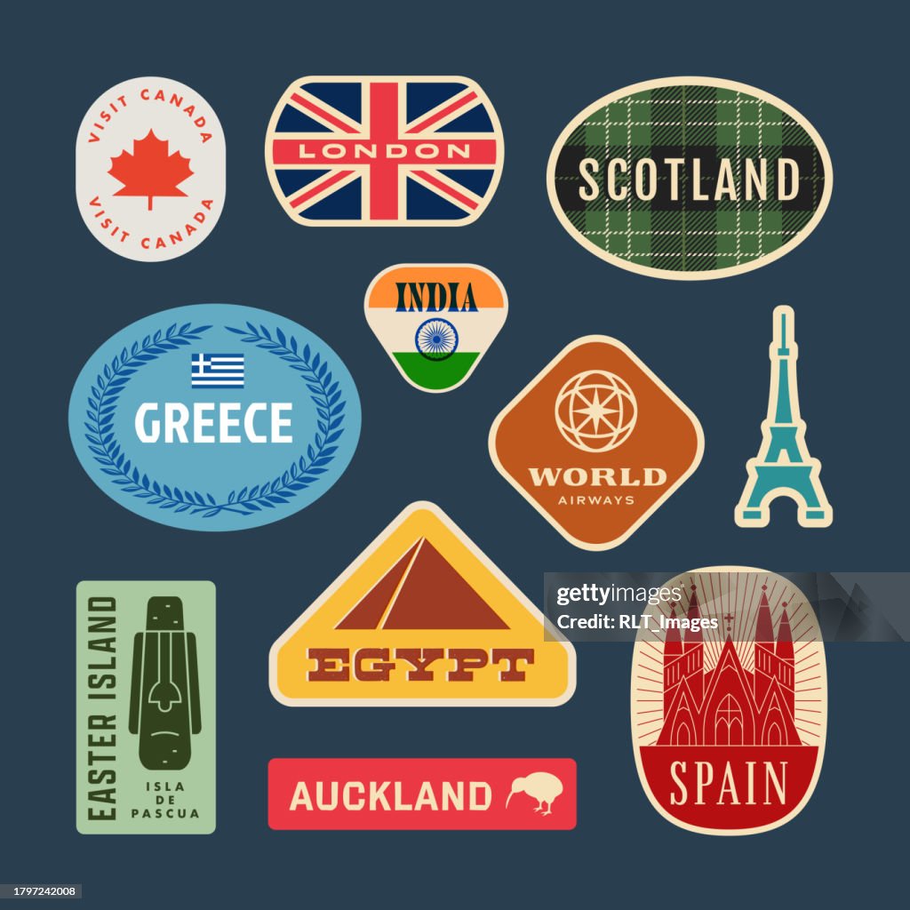 Retro World Travel Stickers