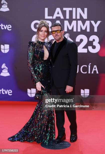 Nicole Kimpel and Antonio Banderas attend the 24th Annual Latin GRAMMY Awards at FIBES Conference and Exhibition Centre on November 16, 2023 in...