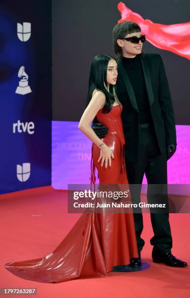 Nicki Nicole and Peso Pluma attend the 24th Annual Latin GRAMMY Awards at FIBES Conference and Exhibition Centre on November 16, 2023 in Seville,...