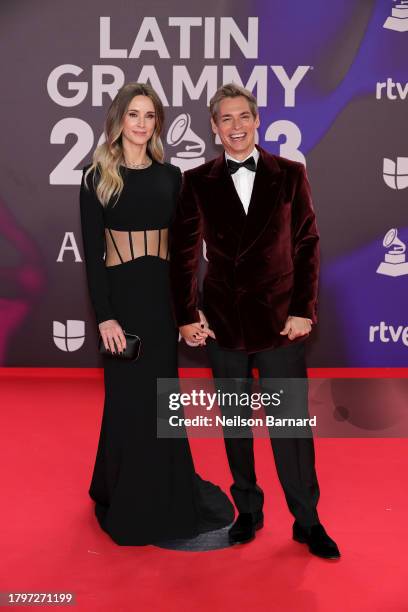 Astrid Klisans and Carlos Baute attend The 24th Annual Latin Grammy Awards on November 16, 2023 in Seville, Spain.