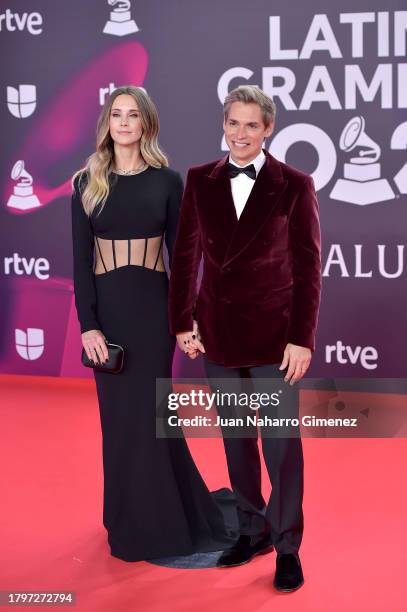Astrid Klisans and Carlos Baute attend the 24th Annual Latin GRAMMY Awards at FIBES Conference and Exhibition Centre on November 16, 2023 in Seville,...