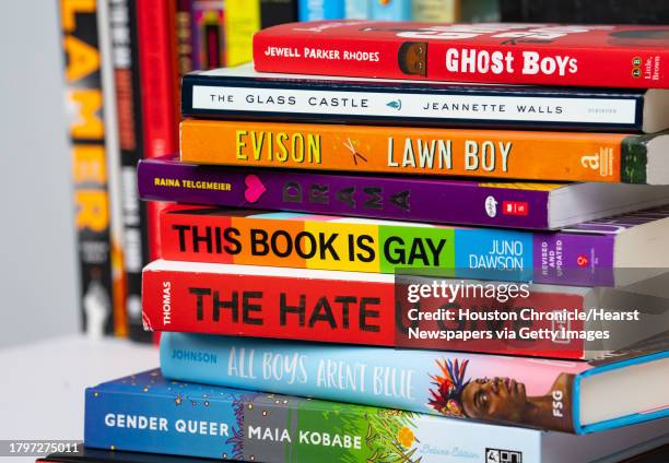 Books that are frequently listed on banned book lists photographed in the Houston Chronicle photo studio, Tuesday, July 19 in Houston. Books include...