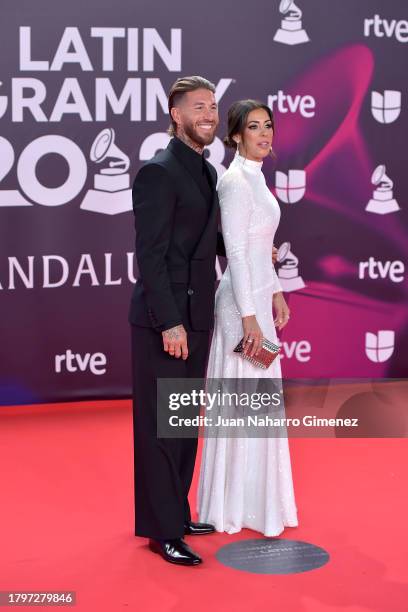 Sergio Ramos and Pilar Rubio attend the 24th Annual Latin GRAMMY Awards at FIBES Conference and Exhibition Centre on November 16, 2023 in Seville,...